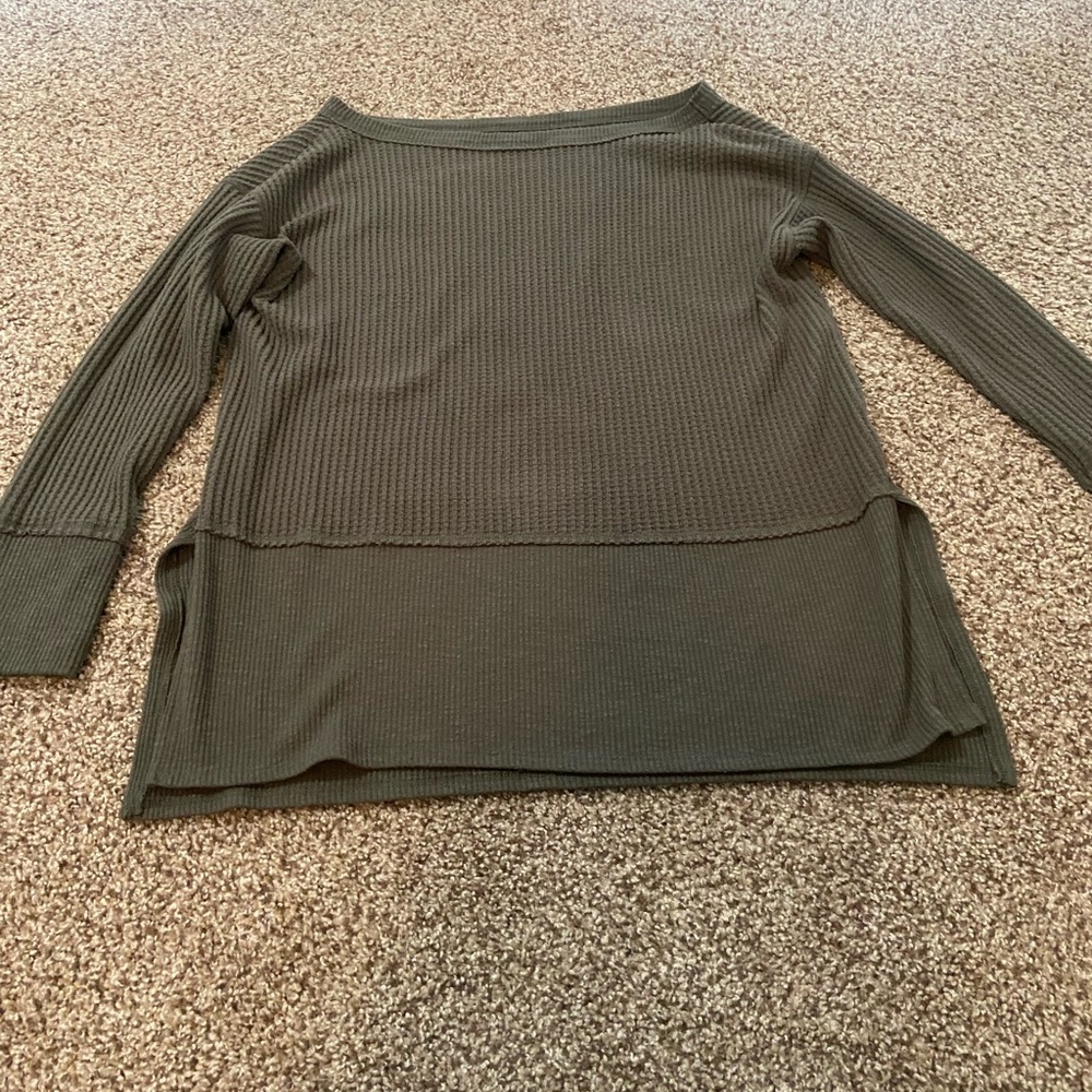 American Eagle Outfitters Dark Green Ribbed Long Sleeve Top